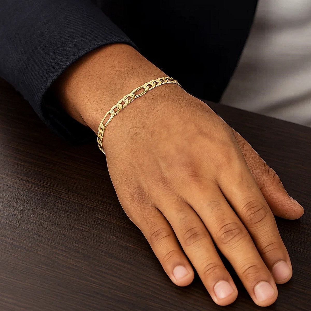 5.3mm 10k Yellow Gold Link Figaro Bracelet - LinkagejewelrydesignLinkagejewelrydesign