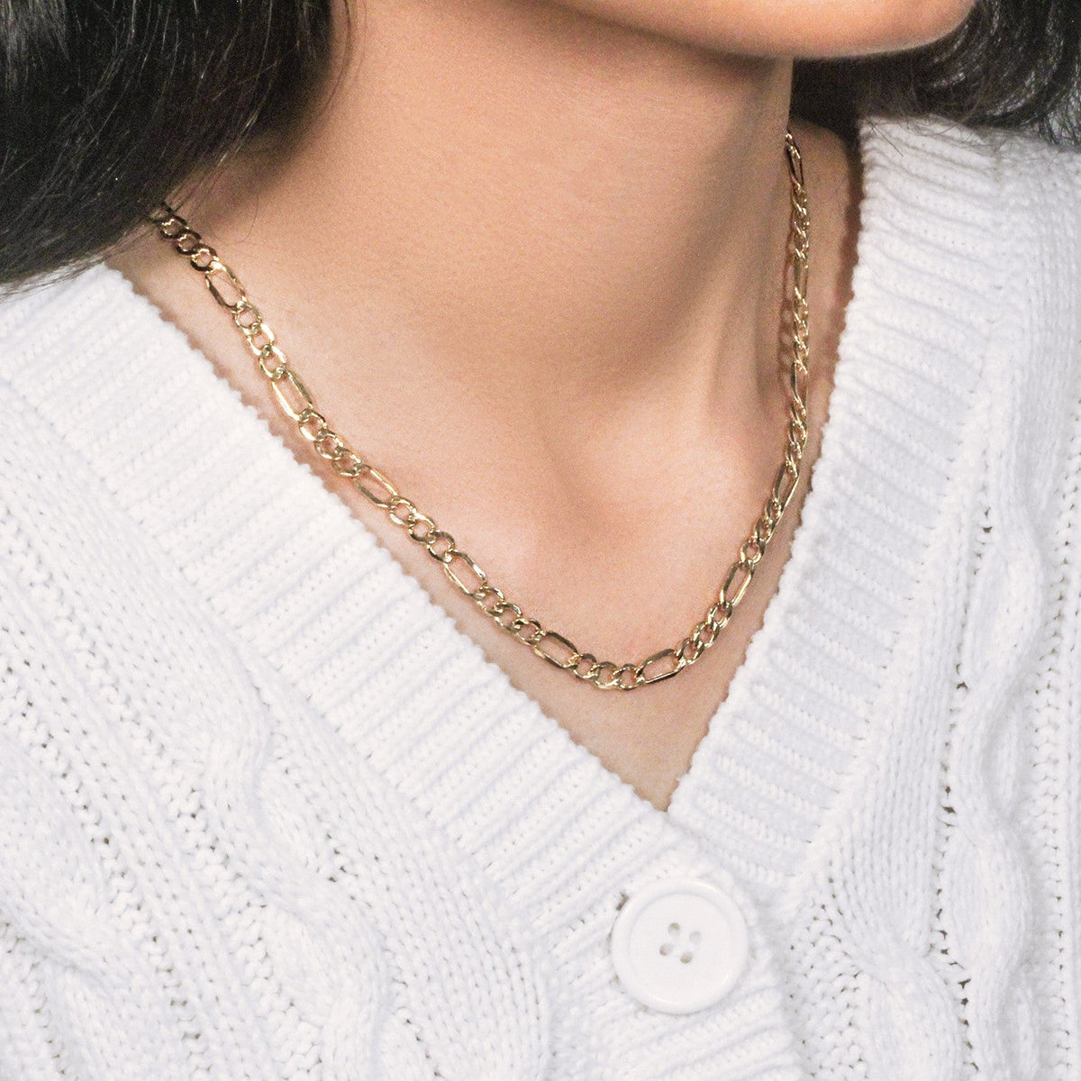 5.4mm 10k Yellow Gold Lite Figaro Chain - LinkagejewelrydesignLinkagejewelrydesign