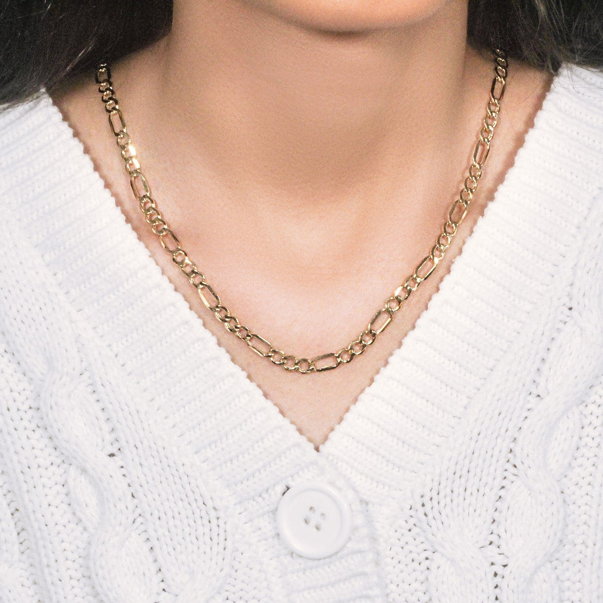 5.4mm 10k Yellow Gold Lite Figaro Chain - LinkagejewelrydesignLinkagejewelrydesign