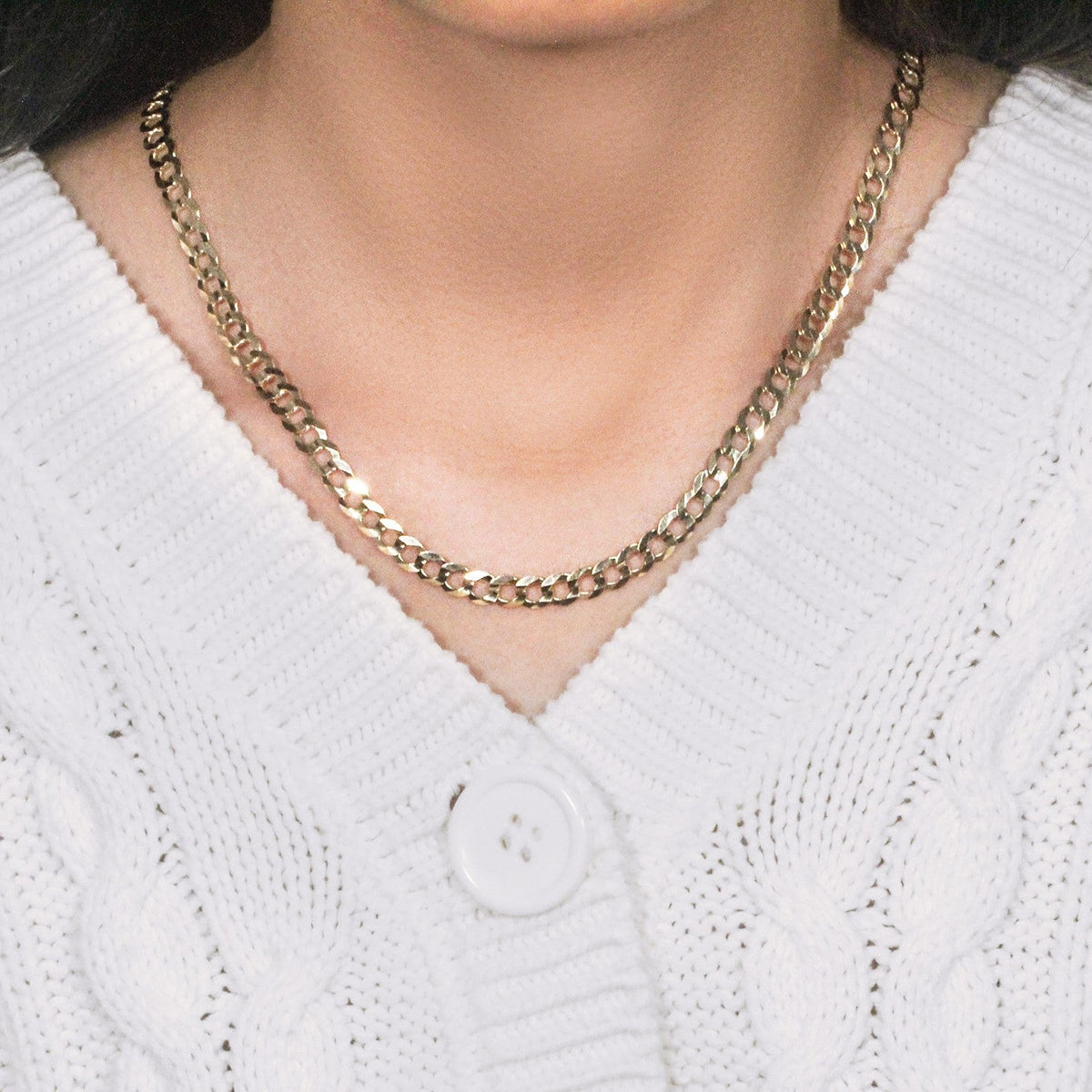 5.7mm 10k Yellow Gold Curb Chain - LinkagejewelrydesignLinkagejewelrydesign