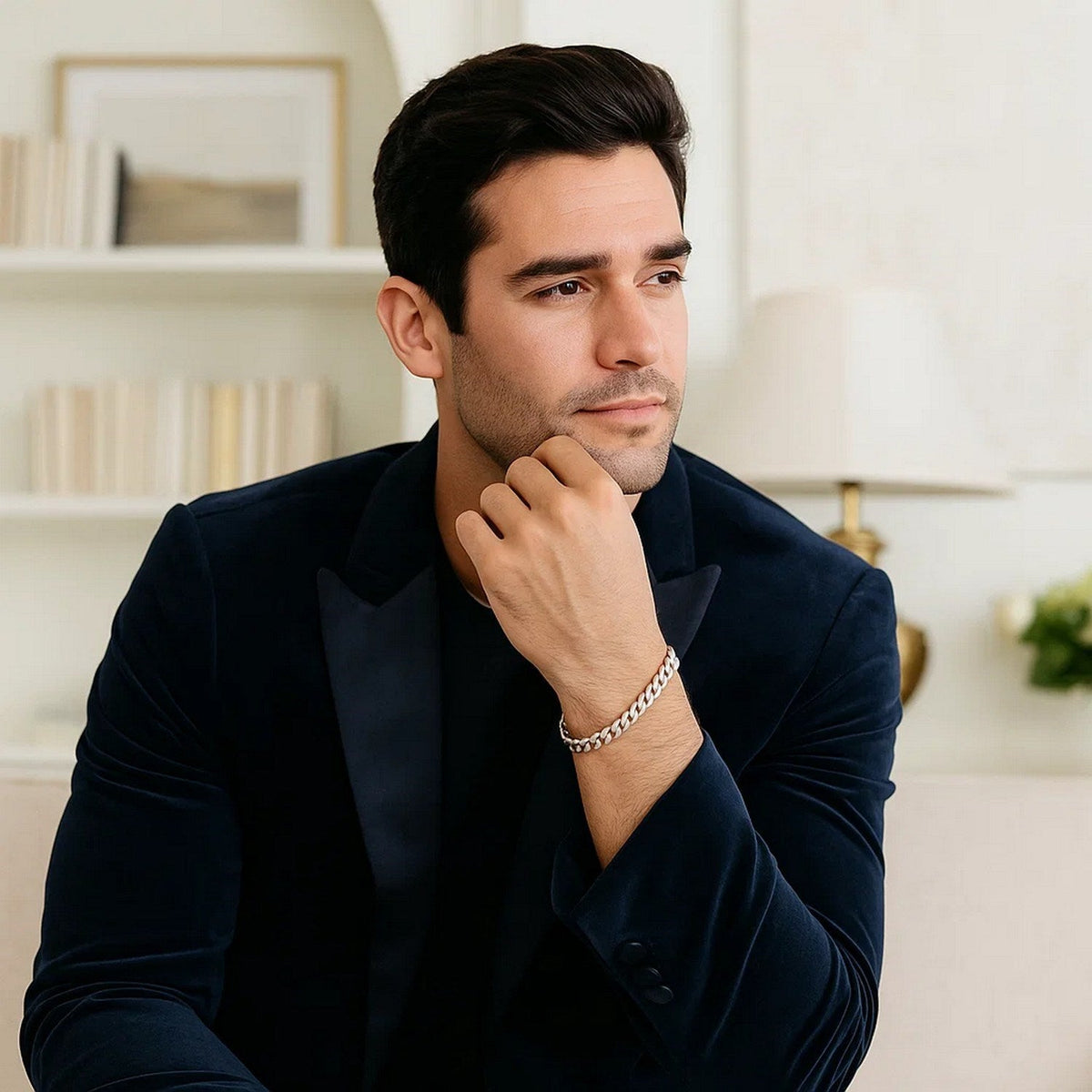 5.7mm 14k White Gold Solid Curb Bracelet - LinkagejewelrydesignLinkagejewelrydesign