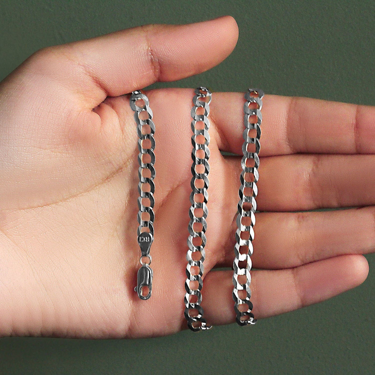 5.7mm 14k White Gold Solid Curb Chain - LinkagejewelrydesignLinkagejewelrydesign