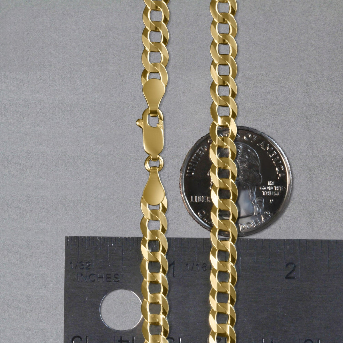 5.7mm 14k Yellow Gold Solid Curb Chain - LinkagejewelrydesignLinkagejewelrydesign
