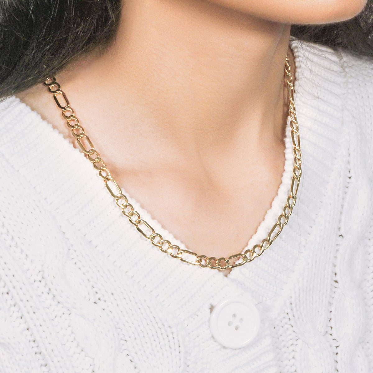 6.5mm 10k Yellow Gold Lite Figaro Chain - LinkagejewelrydesignLinkagejewelrydesign