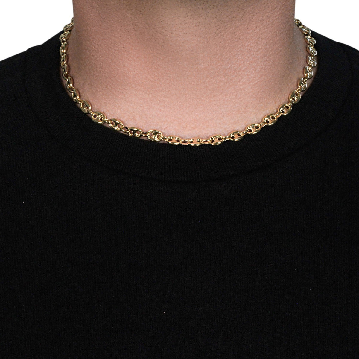 6.9mm 14k Yellow Gold Puffed Mariner Link Chain - LinkagejewelrydesignLinkagejewelrydesign