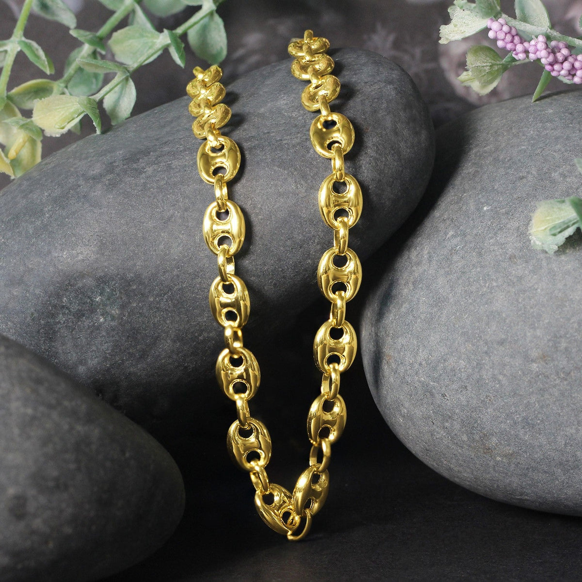 6.9mm 14k Yellow Gold Puffed Mariner Link Chain - LinkagejewelrydesignLinkagejewelrydesign