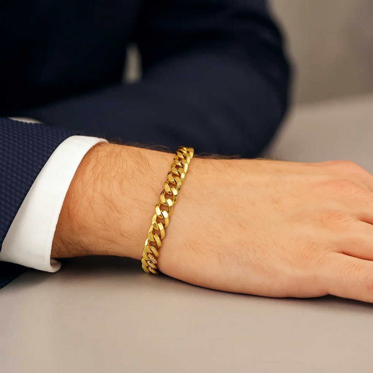 6.9mm 14k Yellow Gold Semi Solid Miami Cuban Bracelet - LinkagejewelrydesignLinkagejewelrydesign