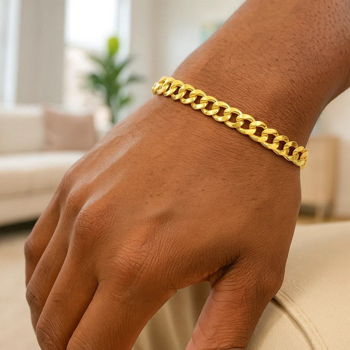 6.9mm 14k Yellow Gold Semi Solid Miami Cuban Bracelet - LinkagejewelrydesignLinkagejewelrydesign