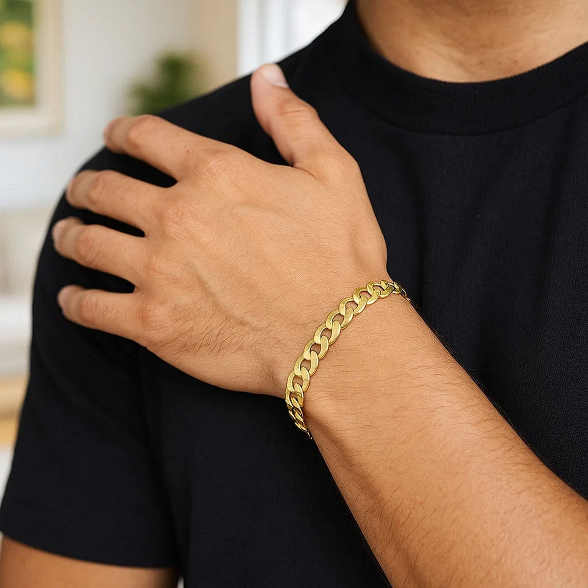 7.0mm 10k Yellow Gold Curb Bracelet - LinkagejewelrydesignLinkagejewelrydesign