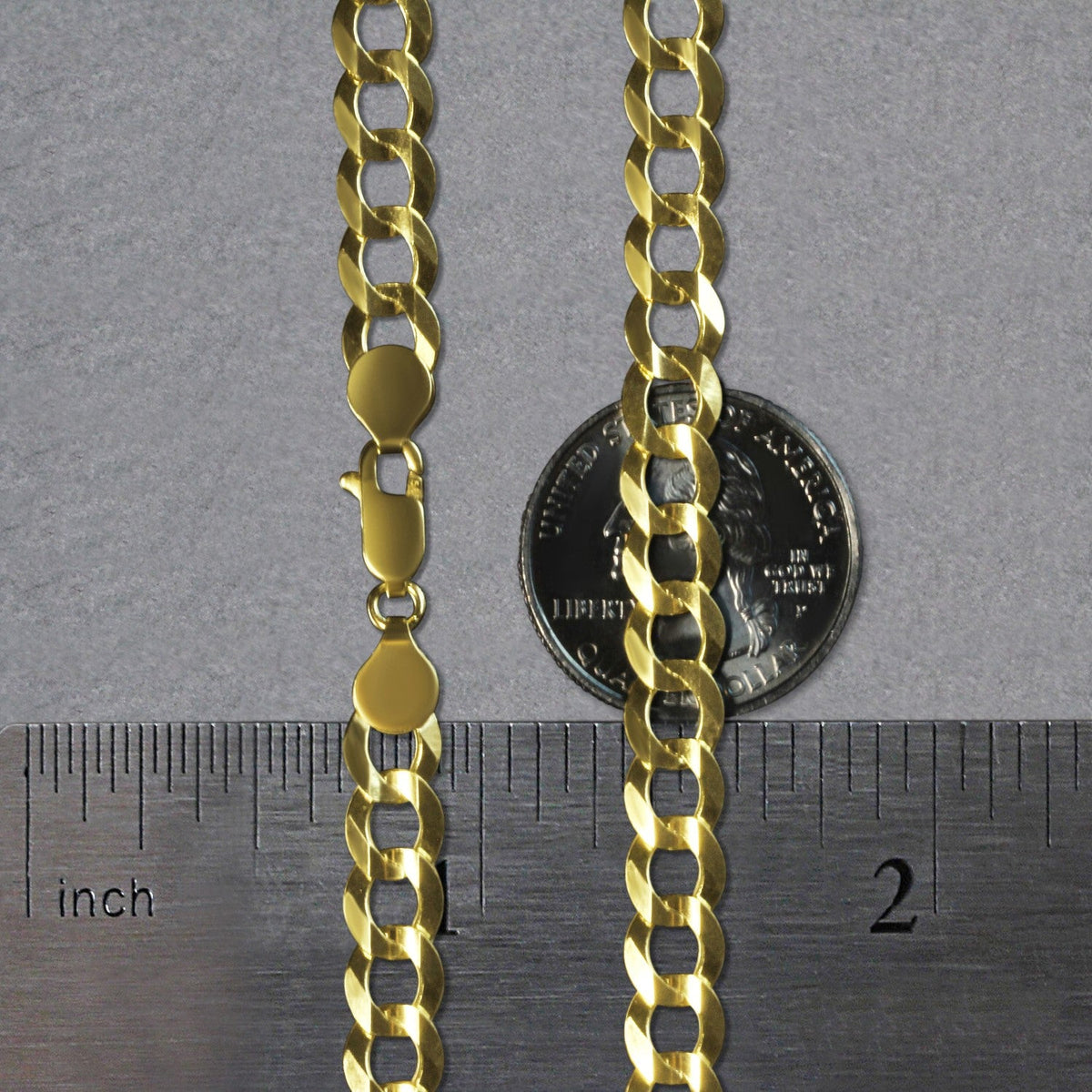 7.0mm 10k Yellow Gold Curb Chain - LinkagejewelrydesignLinkagejewelrydesign