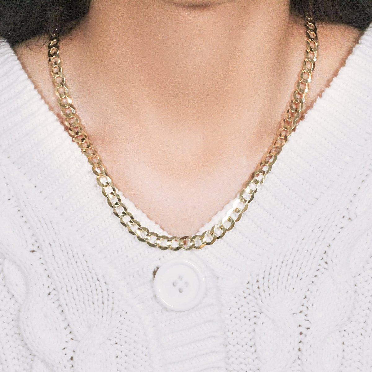 7.0mm 10k Yellow Gold Curb Chain - LinkagejewelrydesignLinkagejewelrydesign