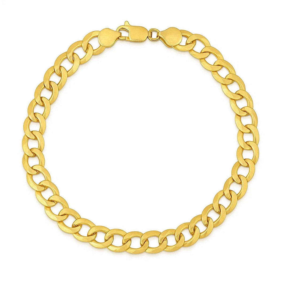 7.0mm 14k Yellow Gold Solid Curb Bracelet - LinkagejewelrydesignLinkagejewelrydesign