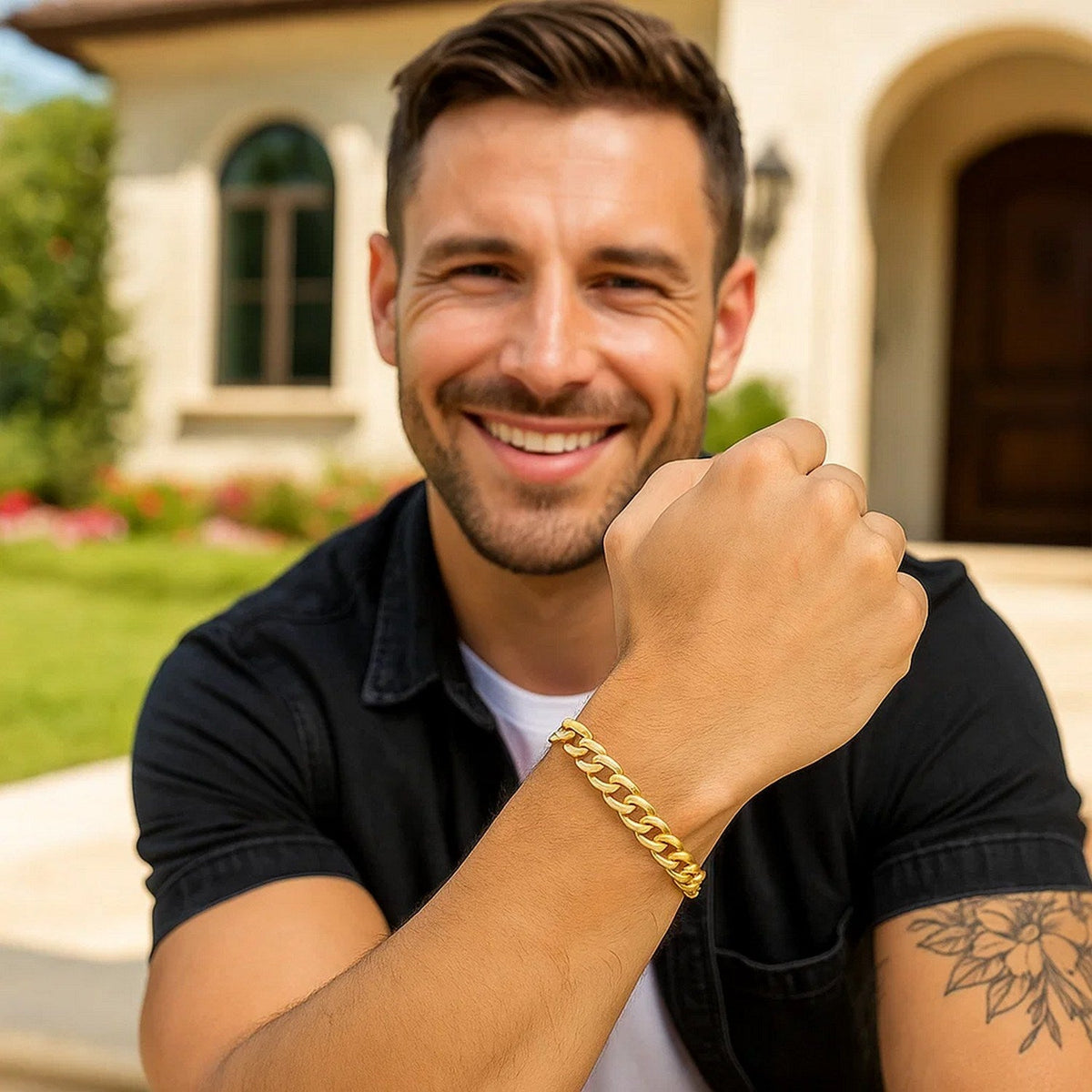 7.0mm 14k Yellow Gold Solid Curb Bracelet - LinkagejewelrydesignLinkagejewelrydesign