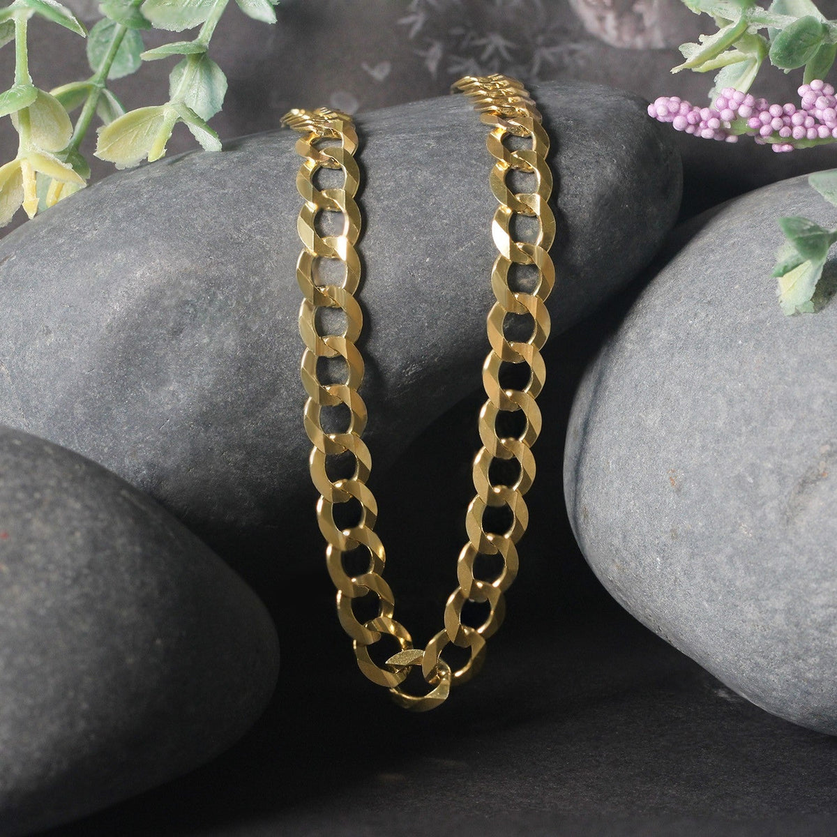 7.0mm 14k Yellow Gold Solid Curb Chain - LinkagejewelrydesignLinkagejewelrydesign