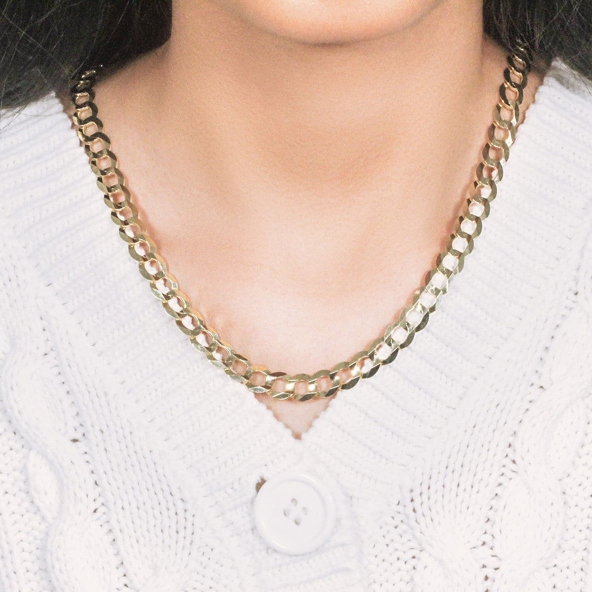 8.2mm 10k Yellow Gold Curb Chain - LinkagejewelrydesignLinkagejewelrydesign