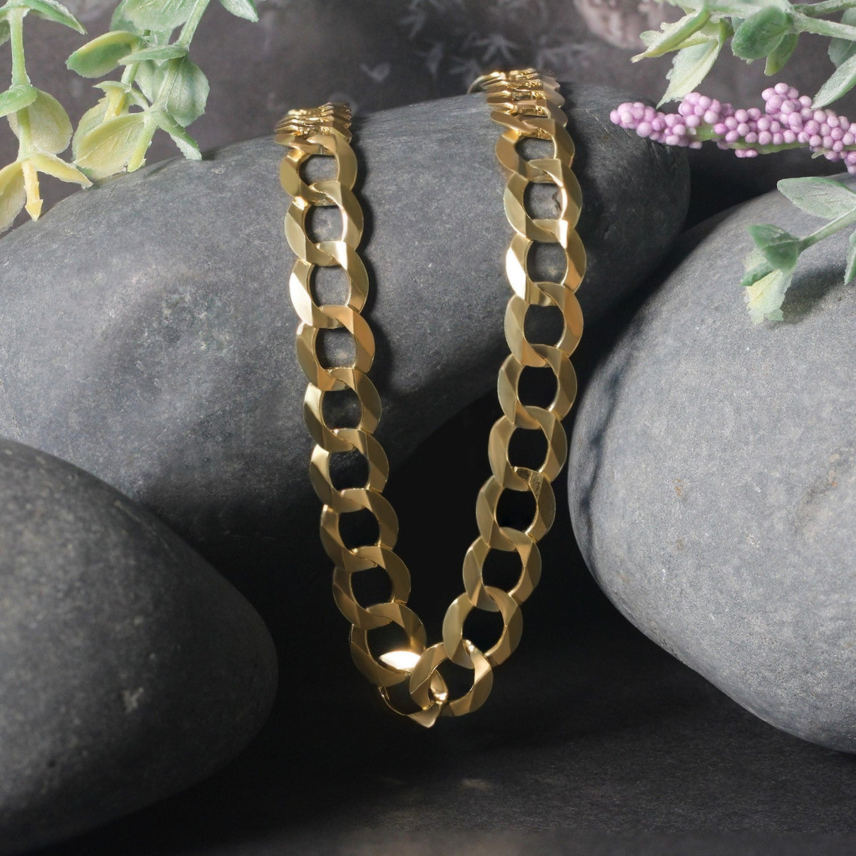 8.2mm 10k Yellow Gold Curb Chain - LinkagejewelrydesignLinkagejewelrydesign