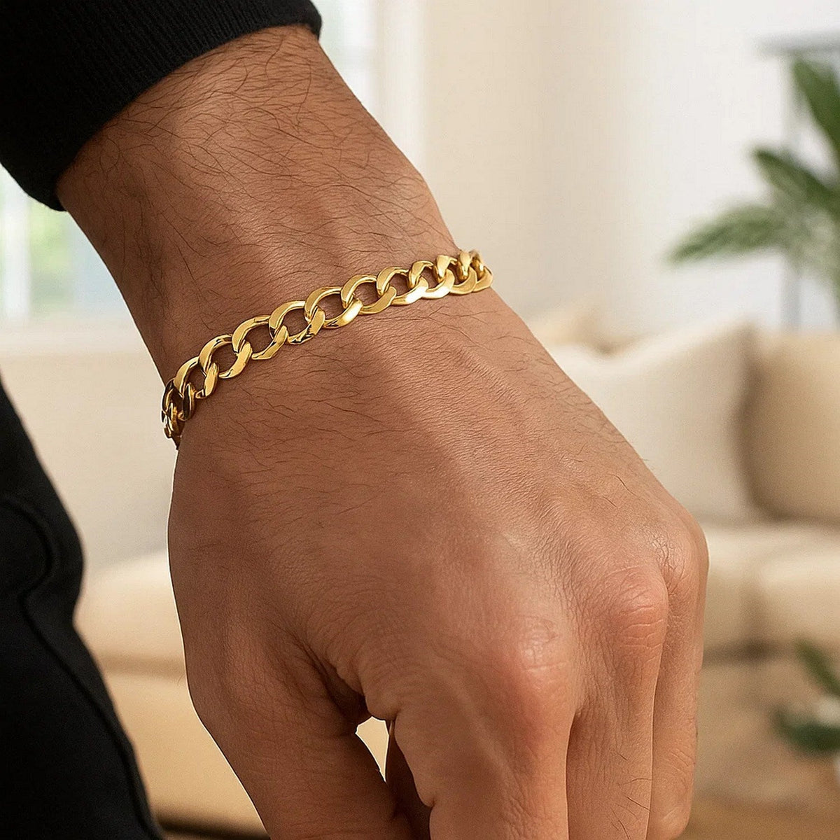8.2mm 14k Yellow Gold Solid Curb Bracelet - LinkagejewelrydesignLinkagejewelrydesign