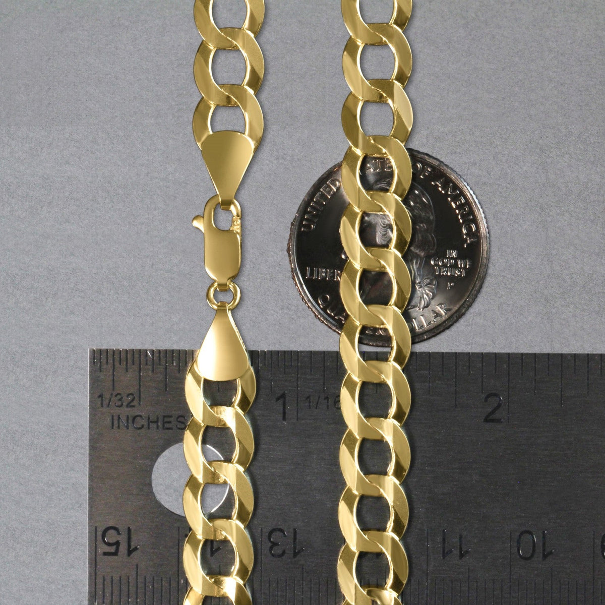 8.2mm 14k Yellow Gold Solid Curb Chain - LinkagejewelrydesignLinkagejewelrydesign