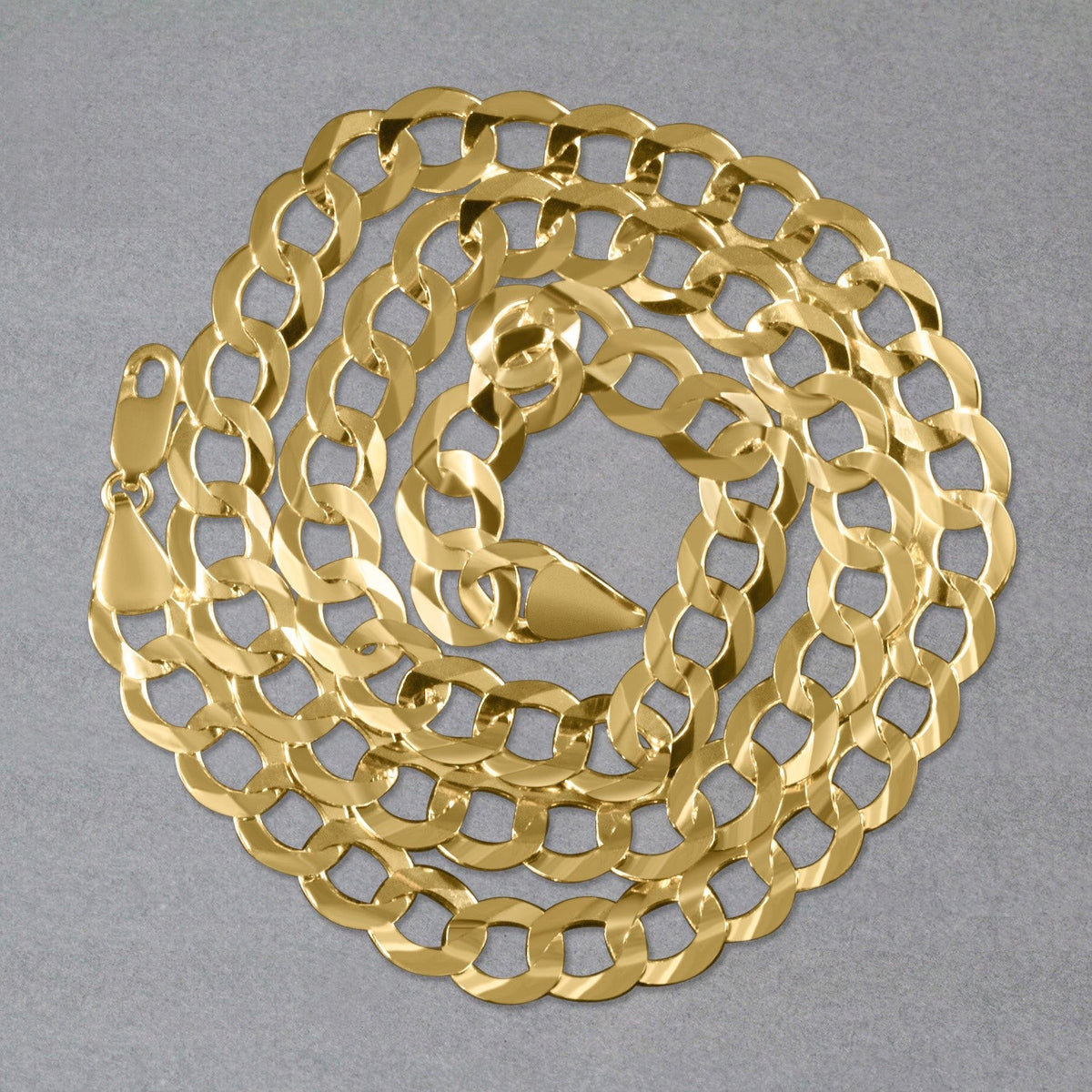 8.2mm 14k Yellow Gold Solid Curb Chain - LinkagejewelrydesignLinkagejewelrydesign