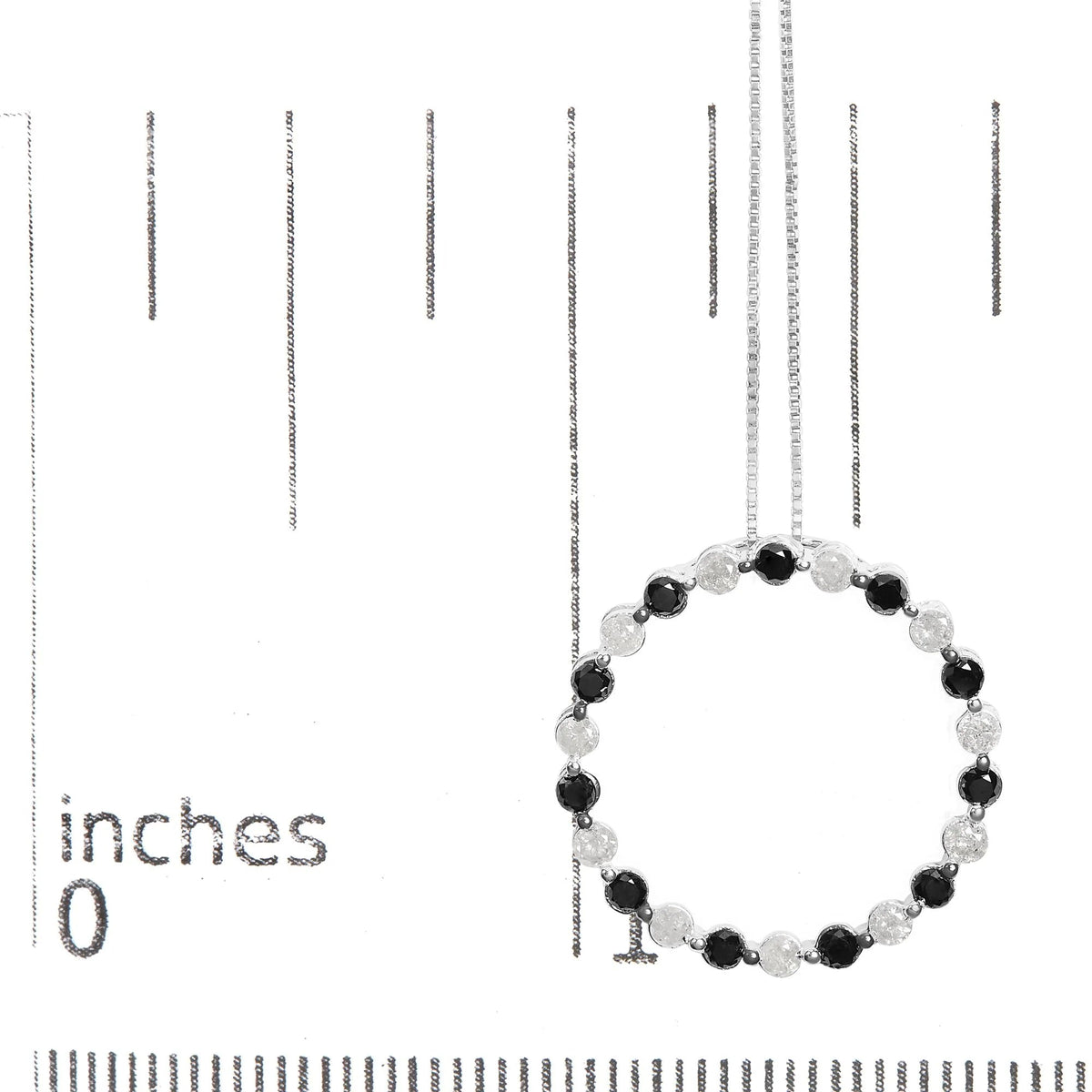 .925 Sterling Silver 1 3/4 Cttw Round - Cut Natural Treated Black and White Diamond Pendant Necklace - 18&quot; (Black/H - I Color, I2 - I3 Clarity) - LinkagejewelrydesignLinkagejewelrydesign