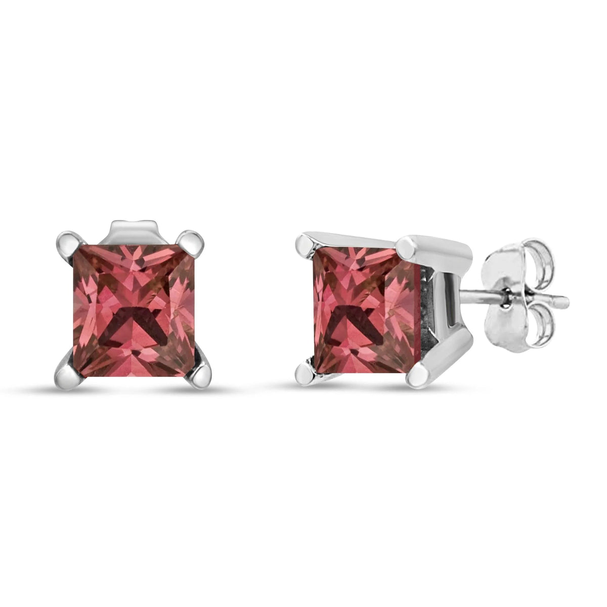 .925 Sterling Silver 1 Miracle Set Princess - cut Diamond Solitaire Stud Earrings (H - I Color, I1 - I2 Clarity) - LinkagejewelrydesignLinkagejewelrydesign