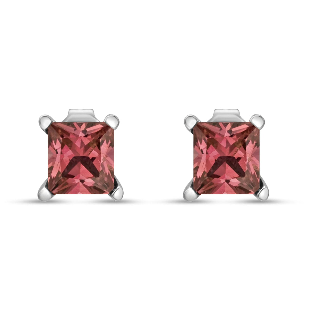 .925 Sterling Silver 1 Miracle Set Princess - cut Diamond Solitaire Stud Earrings (H - I Color, I1 - I2 Clarity) - LinkagejewelrydesignLinkagejewelrydesign