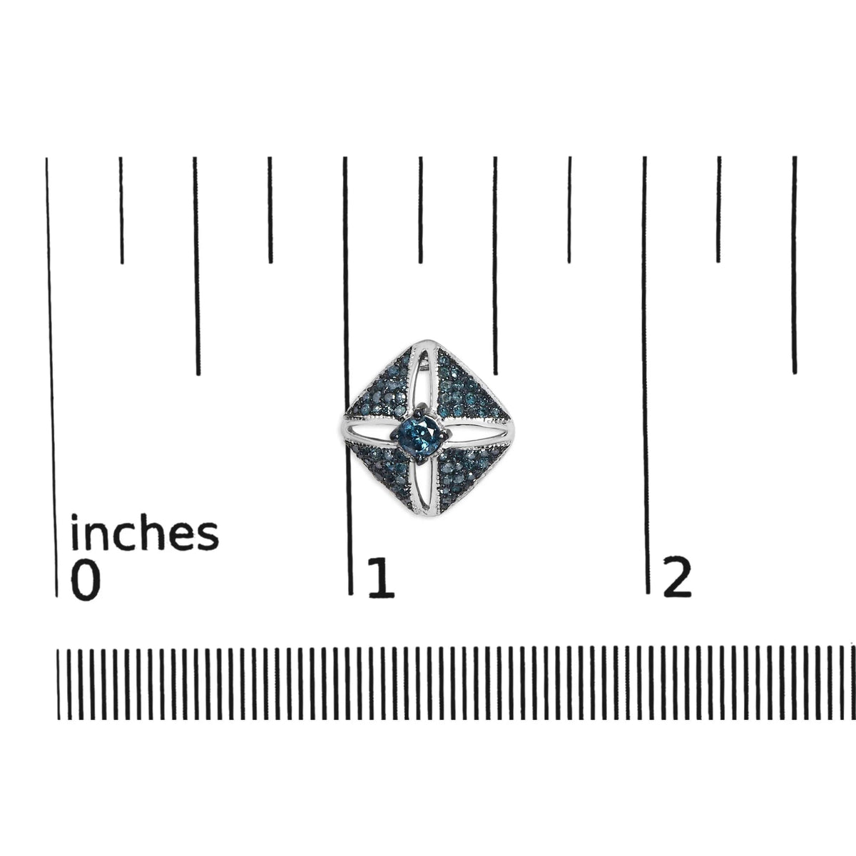 .925 Sterling Silver 1.0 Cttw Blue Diamond Studded Rhombus Stud Earring (Blue Color, I2 - I3 Clarity) - LinkagejewelrydesignLinkagejewelrydesign