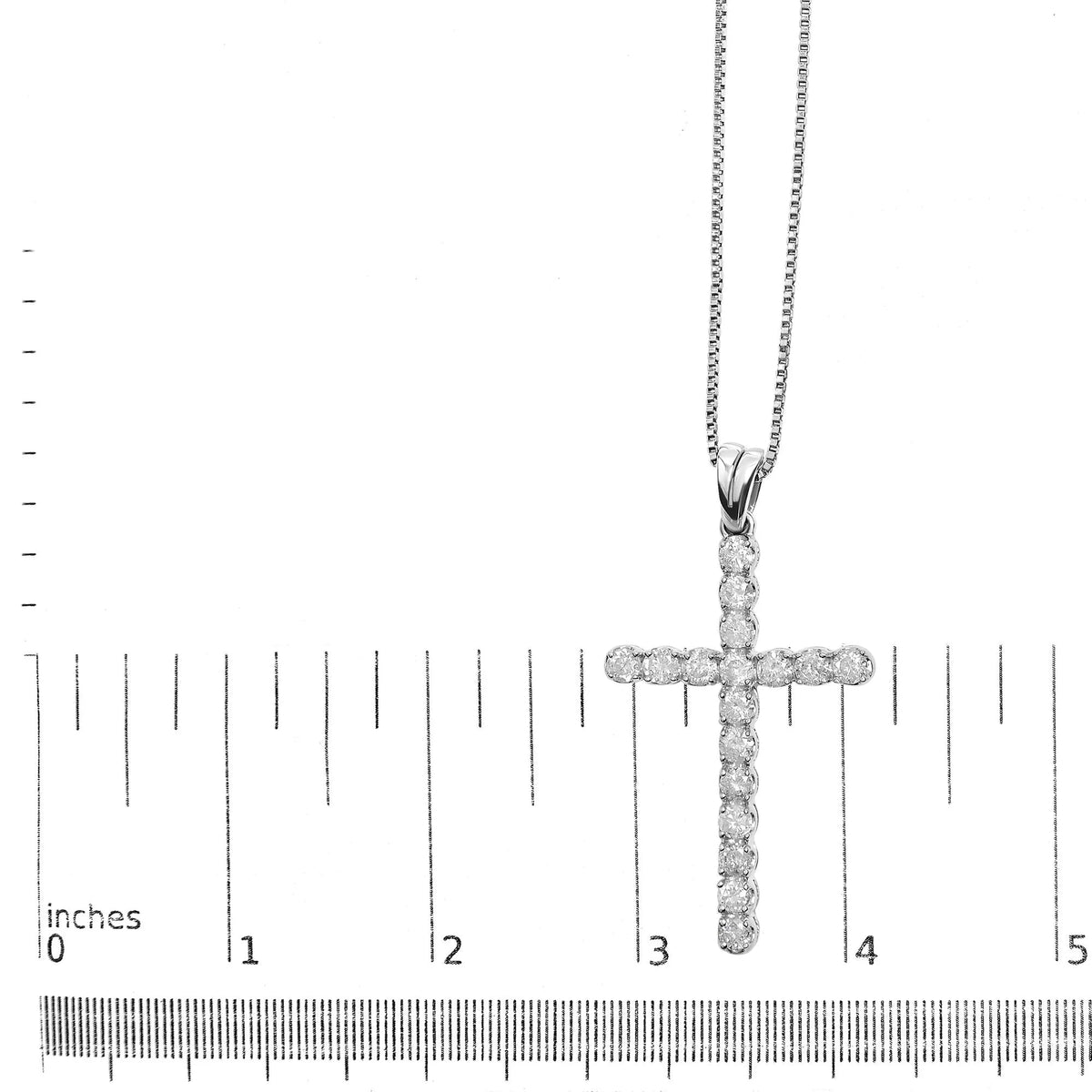 .925 Sterling Silver 1.0 Cttw Diamond Classic Cross 18" Pendant Necklace (I - J Color, I2 - I3 Clarity) - LinkagejewelrydesignLinkagejewelrydesign