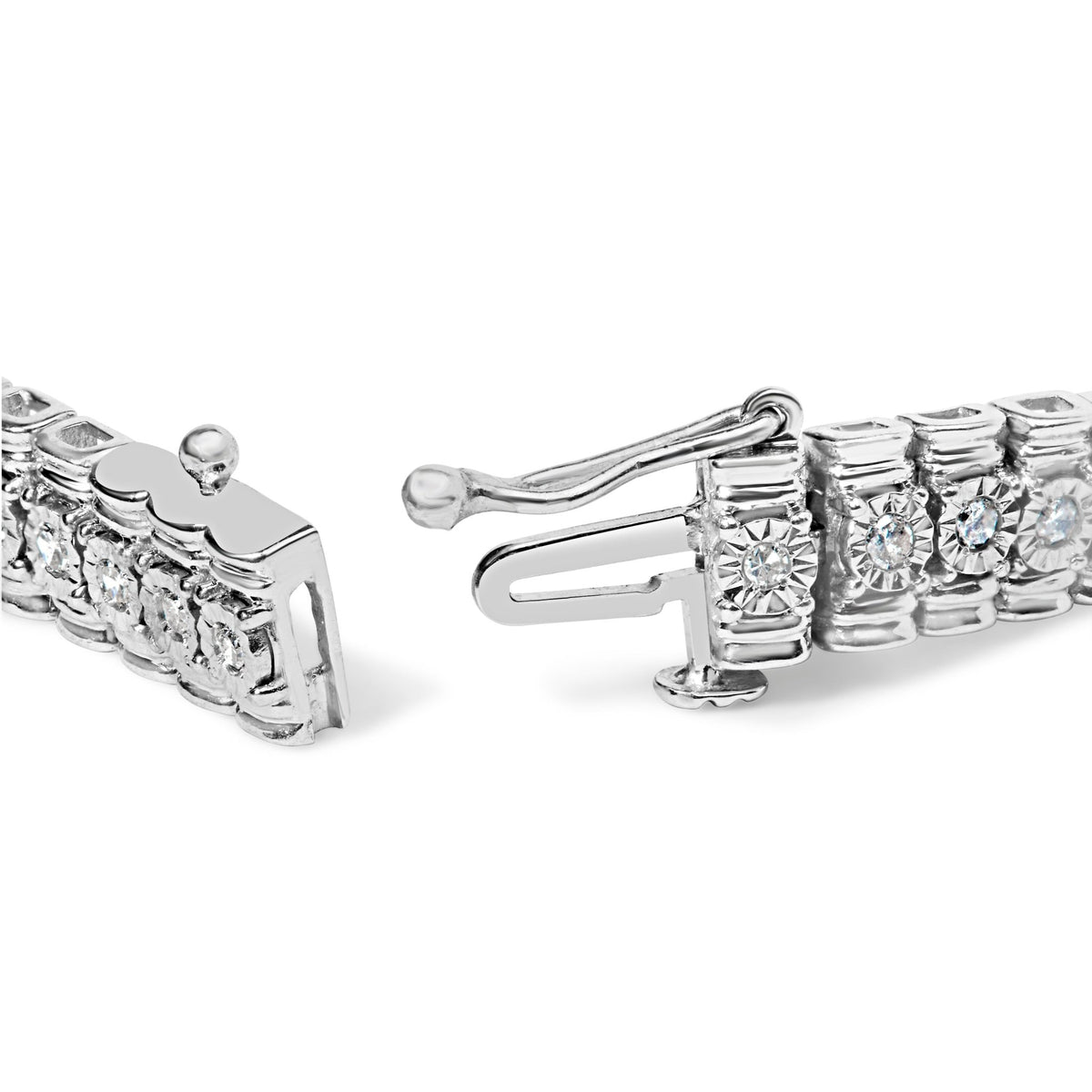 .925 Sterling Silver 1.0 Cttw Diamond Collar Line Link Bracelet (I - J Color, I1 - I2 Clarity) - Size 7.25" Inches - LinkagejewelrydesignLinkagejewelrydesign