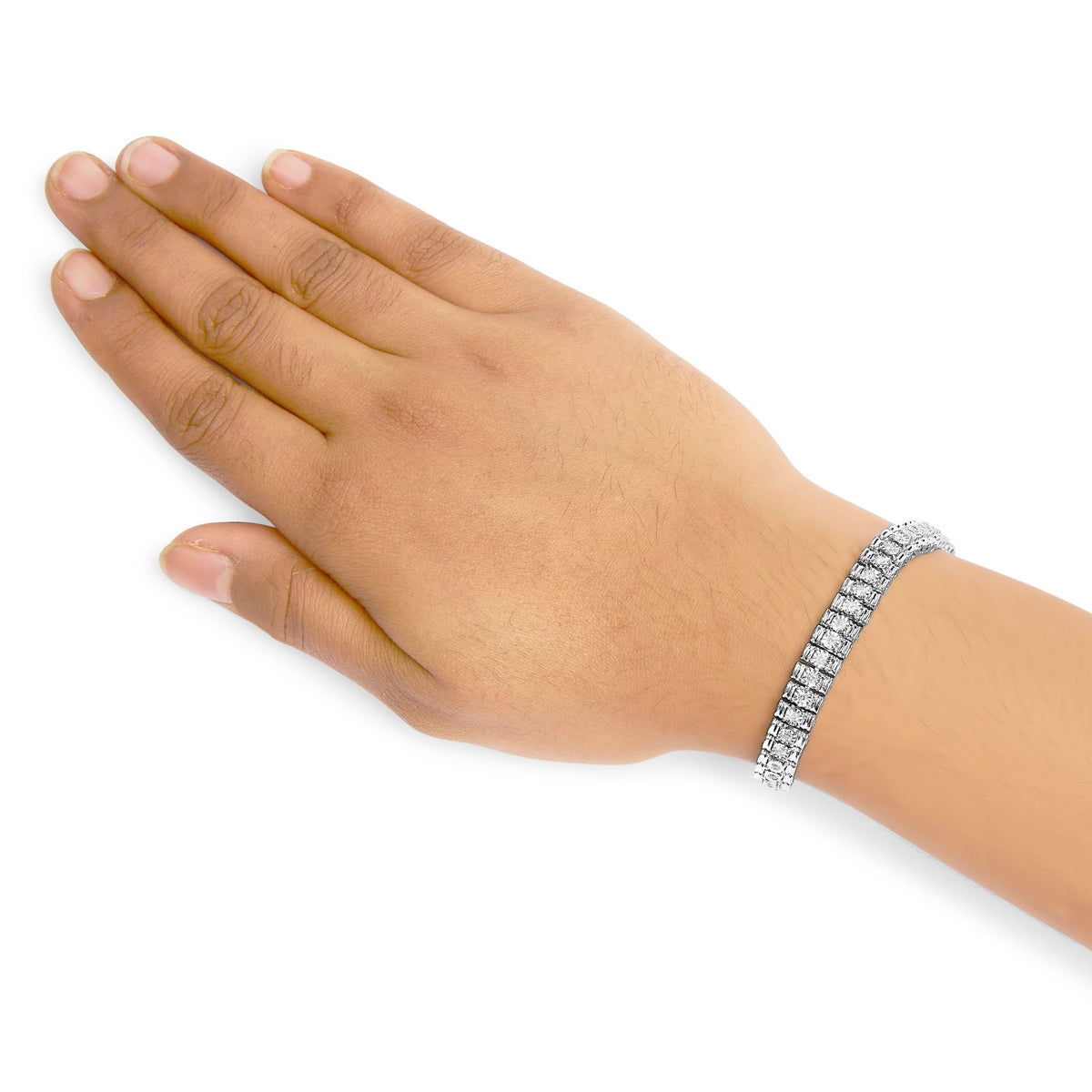 .925 Sterling Silver 1.0 Cttw Diamond Collar Line Link Bracelet (I - J Color, I1 - I2 Clarity) - Size 7.25" Inches - LinkagejewelrydesignLinkagejewelrydesign