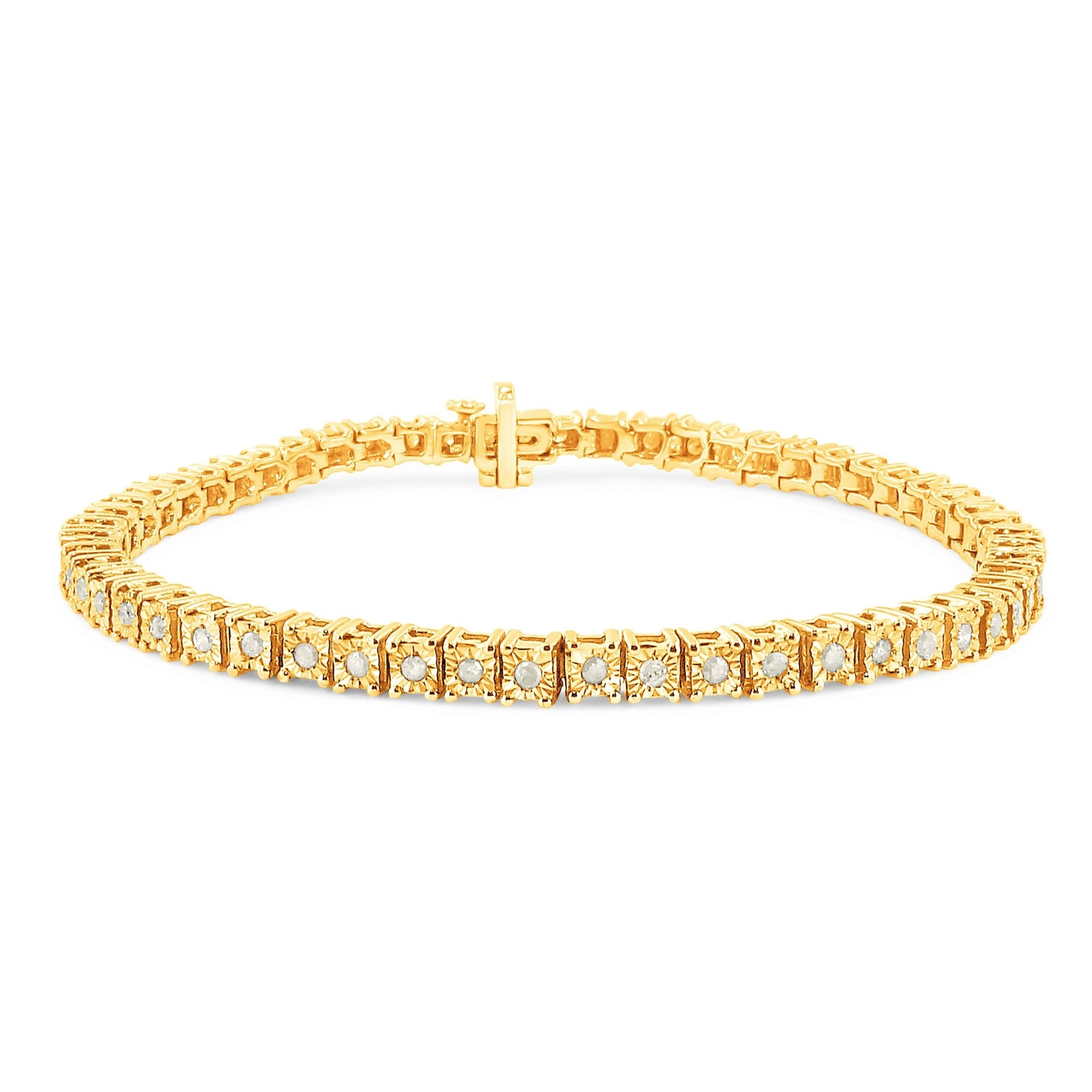 .925 Sterling Silver 1.0 Cttw Diamond Square Frame Miracle - Set Tennis Bracelet (I - J Color, I3 Clarity) - 8" - LinkagejewelrydesignLinkagejewelrydesign