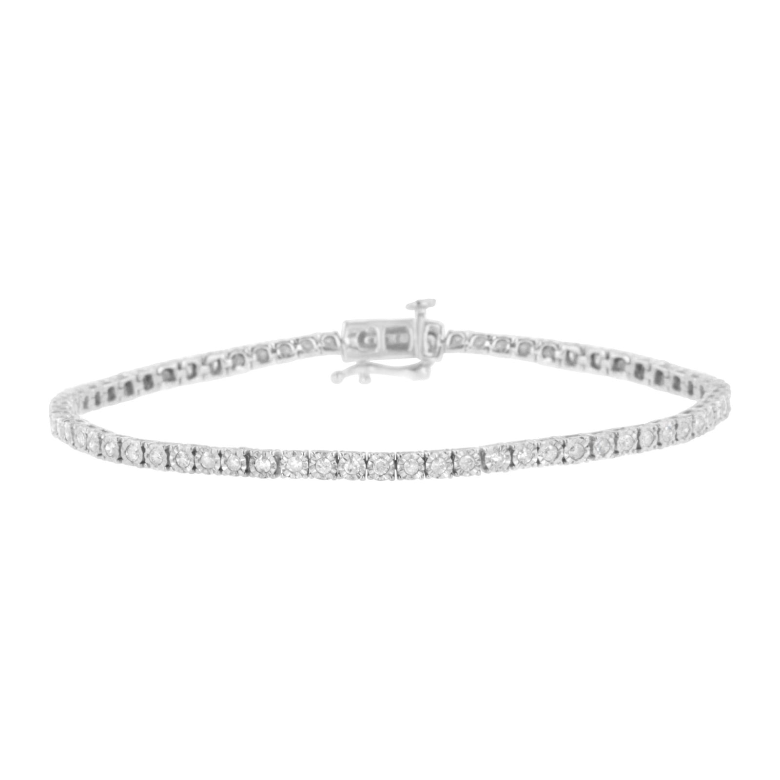 .925 Sterling Silver 1.0 cttw Miracle Set Round - Cut Diamond Tennis Bracelet (I - J Color, I3 Clarity) - 7.25" - LinkagejewelrydesignLinkagejewelrydesign