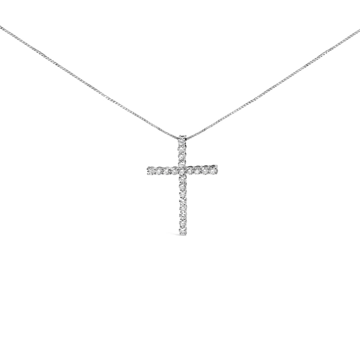 .925 Sterling Silver 1.00 Cttw Lab Grown Diamond Cross Pendant Necklace (F - G Color, VS2 - SI1 Clarity) - 18 inch - LinkagejewelrydesignLinkagejewelrydesign