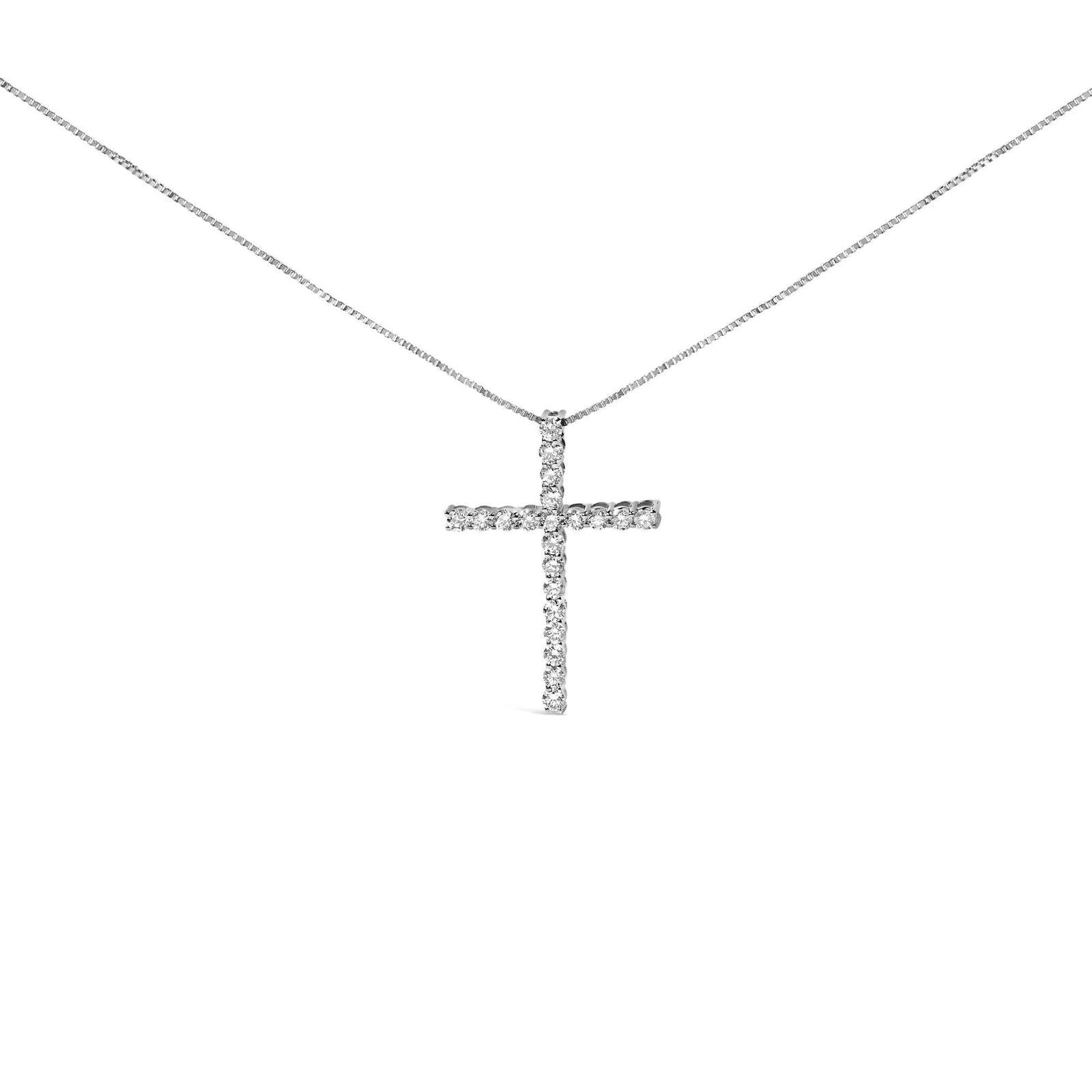 .925 Sterling Silver 1.00 Cttw Lab Grown Diamond Cross Pendant Necklace (F - G Color, VS2 - SI1 Clarity) - 18 inch - LinkagejewelrydesignLinkagejewelrydesign