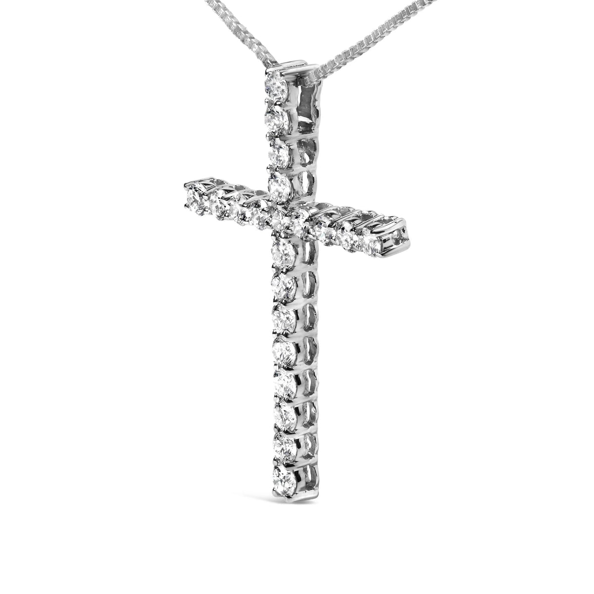 .925 Sterling Silver 1.00 Cttw Lab Grown Diamond Cross Pendant Necklace (F - G Color, VS2 - SI1 Clarity) - 18 inch - LinkagejewelrydesignLinkagejewelrydesign