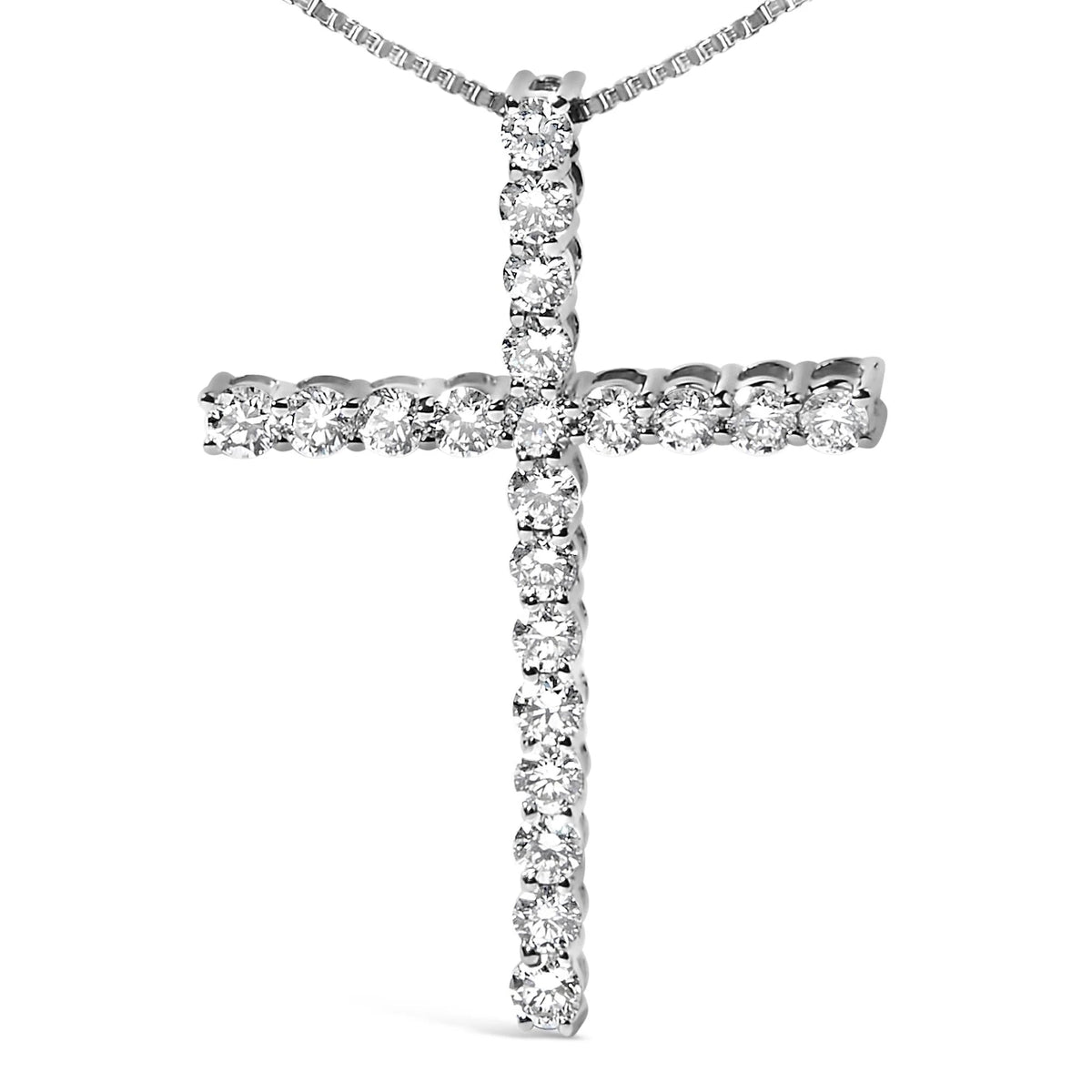 .925 Sterling Silver 1.00 Cttw Lab Grown Diamond Cross Pendant Necklace (F - G Color, VS2 - SI1 Clarity) - 18 inch - LinkagejewelrydesignLinkagejewelrydesign