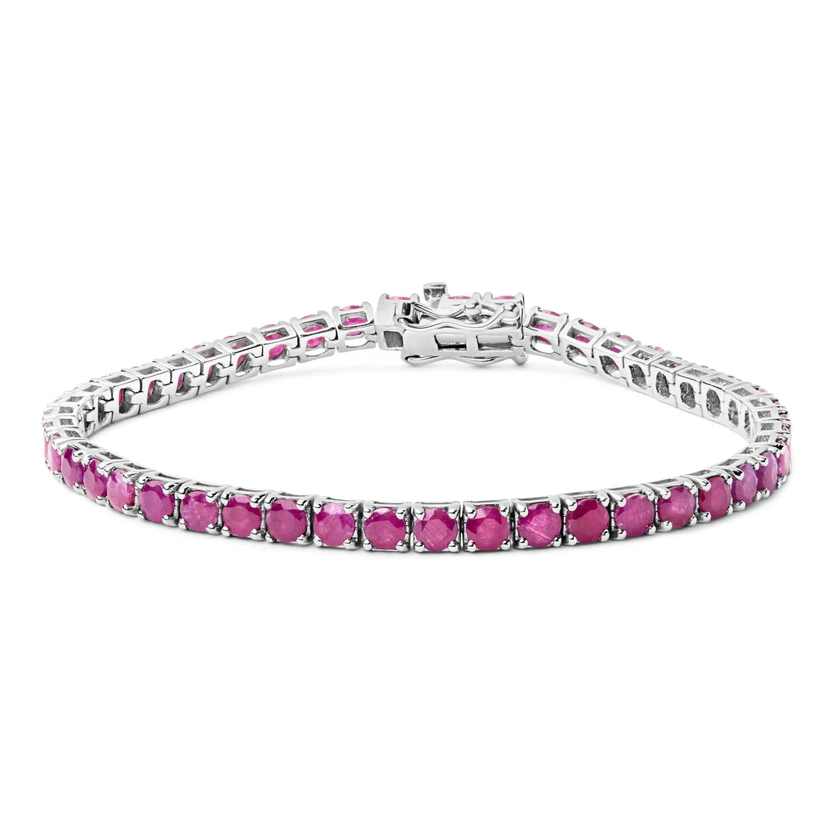 .925 Sterling Silver 11 1/2 Cttw Created Pink Ruby Tennis Bracelet - 7.25" - LinkagejewelrydesignLinkagejewelrydesign
