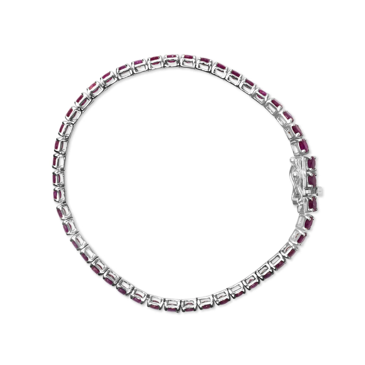 .925 Sterling Silver 11 1/2 Cttw Created Pink Ruby Tennis Bracelet - 7.25" - LinkagejewelrydesignLinkagejewelrydesign