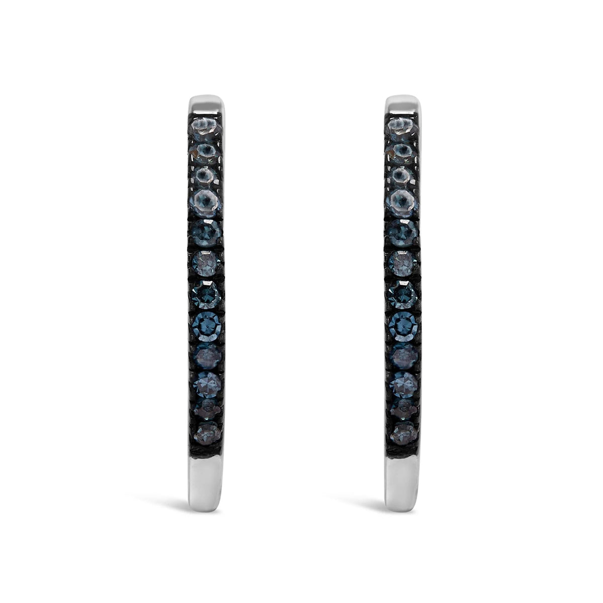 925 Sterling Silver 1/10 Cttw Blue Diamond Hoop Snap Post Hoop Earrings (BlueColor, I3 Clarity) - LinkagejewelrydesignLinkagejewelrydesign