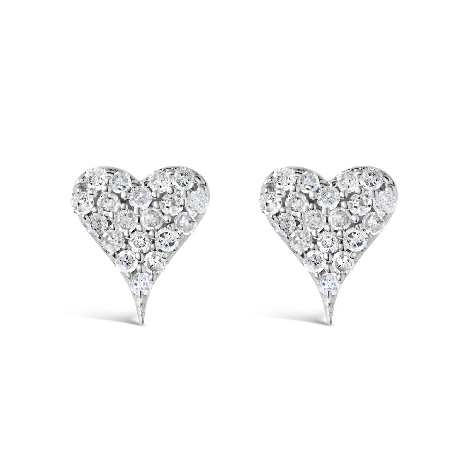925 Sterling Silver 1/10 Cttw Diamond Heart Shaped Stud Earrings (I - J Color, I3 Clarity) - LinkagejewelrydesignLinkagejewelrydesign