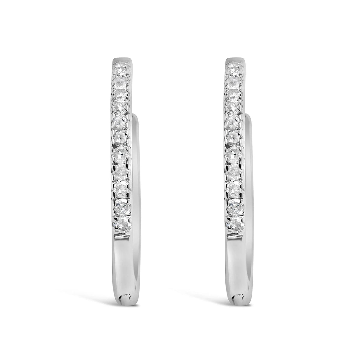 .925 Sterling Silver 1/10 Cttw Diamond Hoop Snap Post Hoop Earrings (I - J Color, I3 Clarity) - LinkagejewelrydesignLinkagejewelrydesign