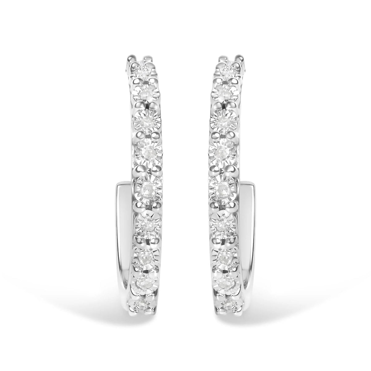 .925 Sterling Silver 1/10 Cttw Diamond Miracle Set J - Hoop Earring (I - J Color, I3 Clarity) - LinkagejewelrydesignLinkagejewelrydesign
