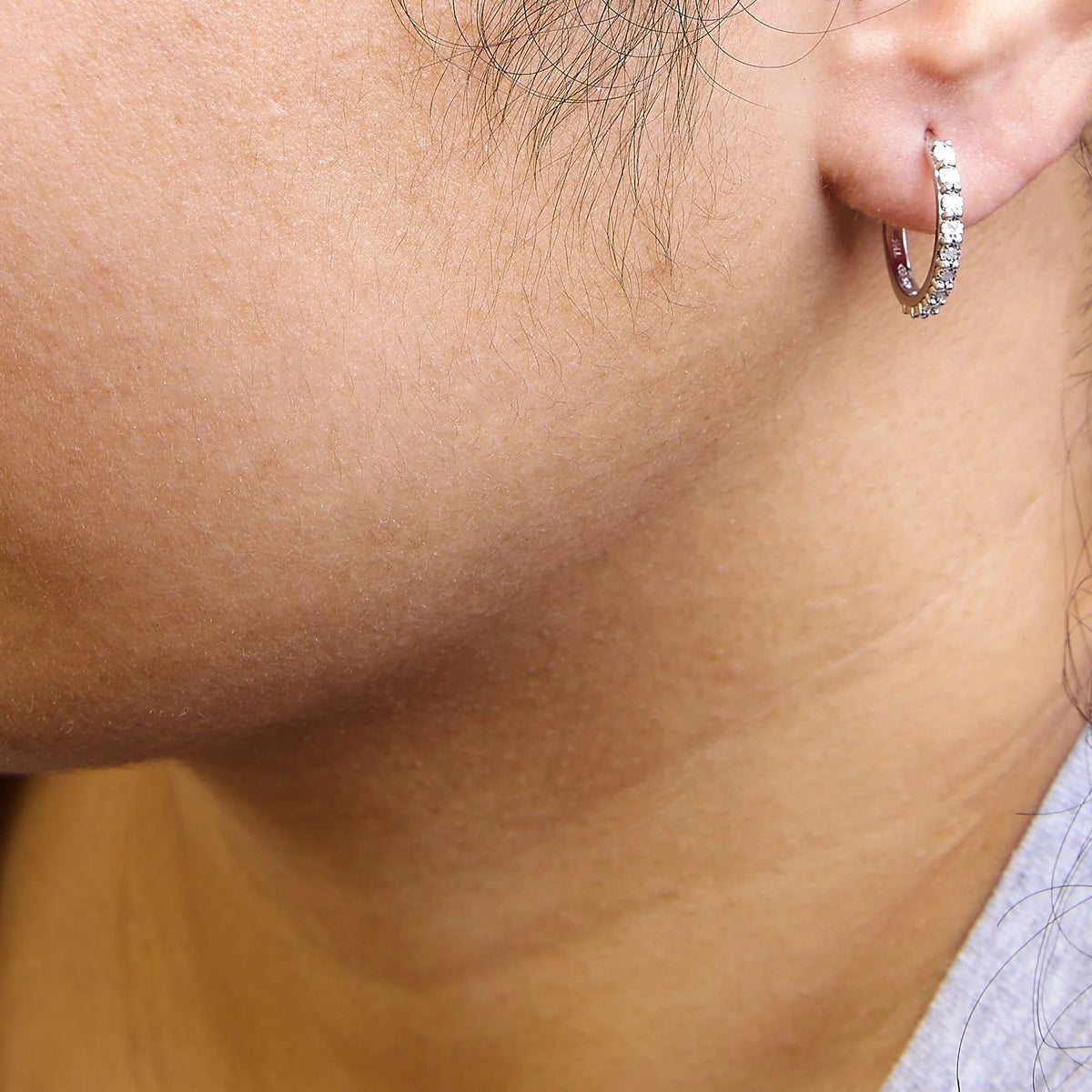 .925 Sterling Silver 1/10 Cttw Diamond Miracle Set J - Hoop Earring (I - J Color, I3 Clarity) - LinkagejewelrydesignLinkagejewelrydesign