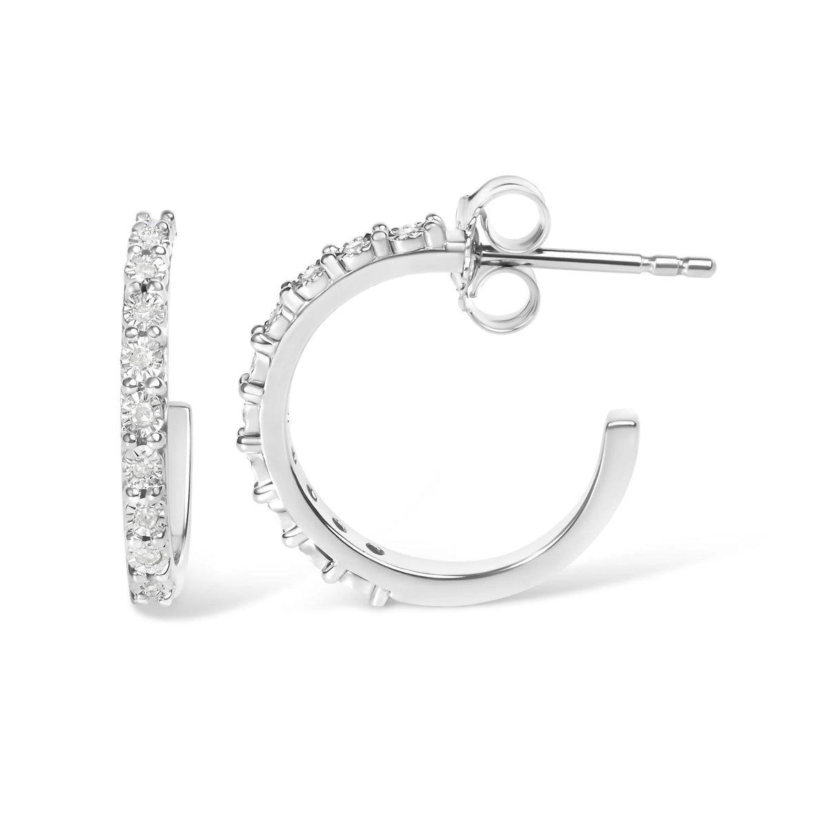 .925 Sterling Silver 1/10 Cttw Diamond Miracle Set J - Hoop Earring (I - J Color, I3 Clarity) - LinkagejewelrydesignLinkagejewelrydesign