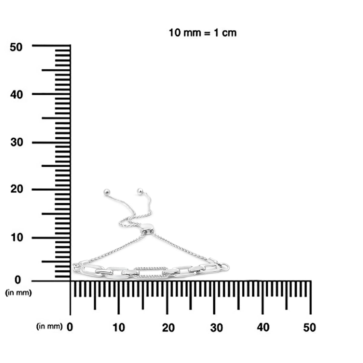 .925 Sterling Silver 1/10 Cttw Diamond Paperclip Link Adjustable Bolo Bracelet (I - J Color, I2 - I3 Clarity) - LinkagejewelrydesignLinkagejewelrydesign