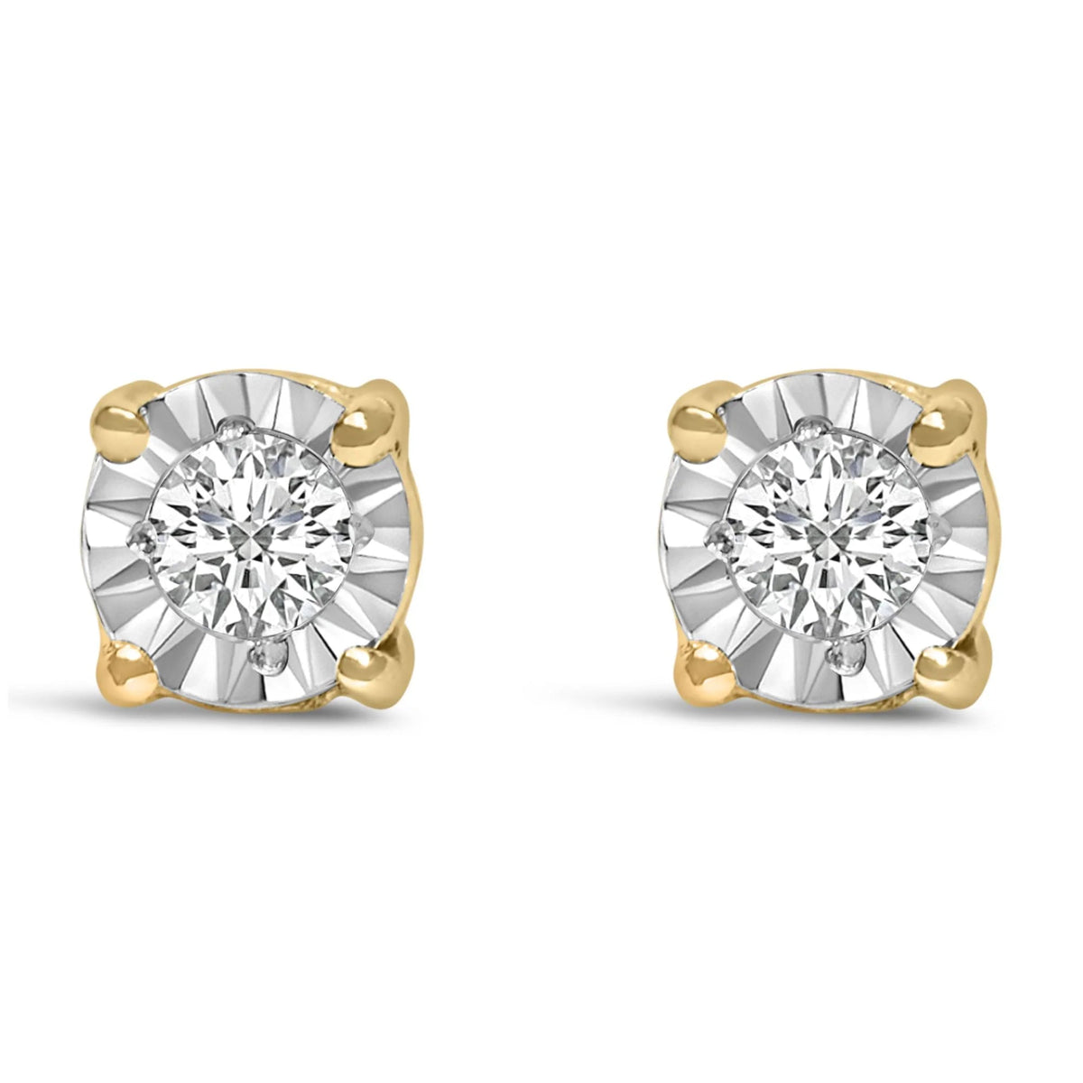 .925 Sterling Silver 1/10 Cttw Round Brilliant - Cut Lab Grown Diamond Miracle - Set Stud Earrings (F - G Color, VS1 - VS2 Clarity) - LinkagejewelrydesignLinkagejewelrydesign