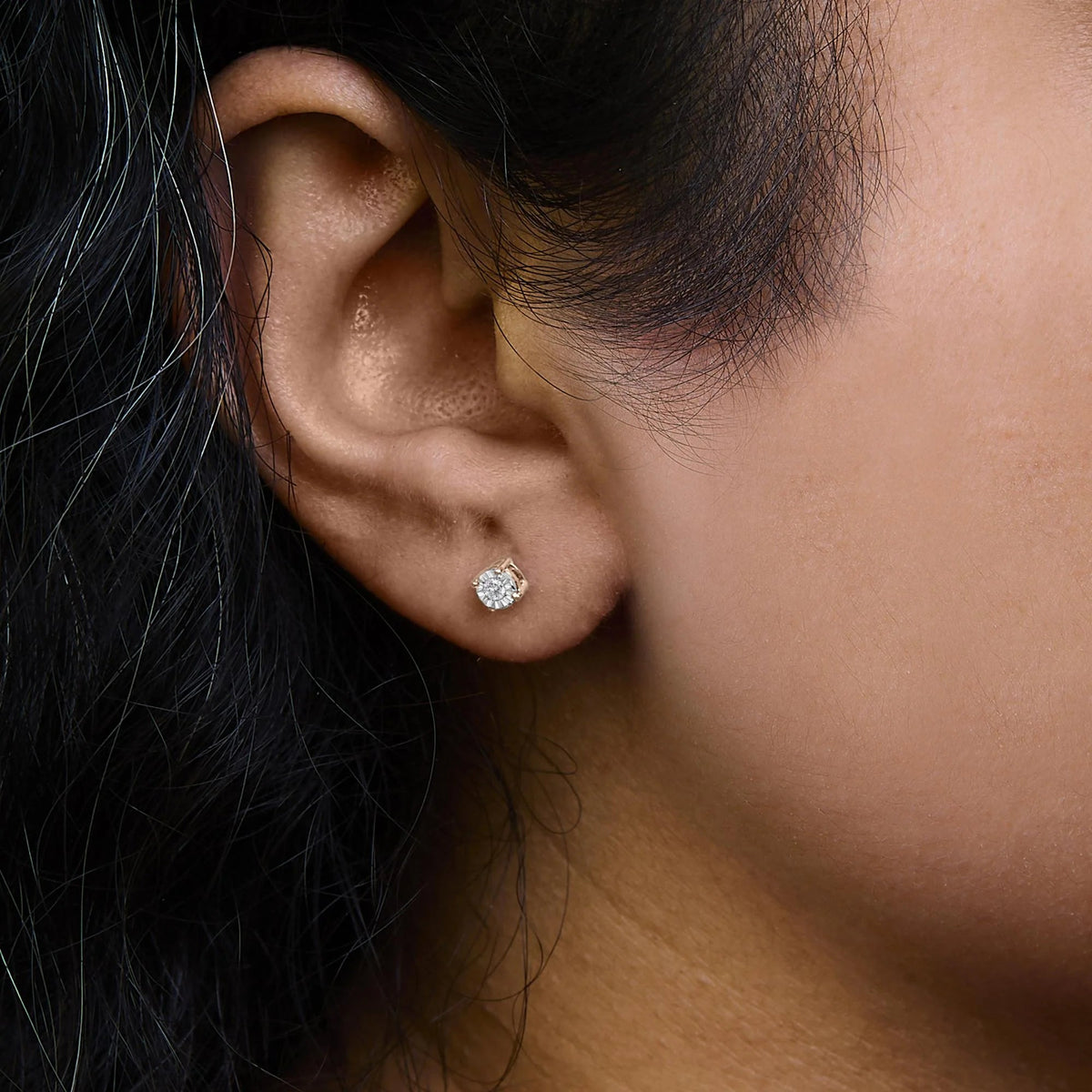 .925 Sterling Silver 1/10 Cttw Round Brilliant - Cut Lab Grown Diamond Miracle - Set Stud Earrings (F - G Color, VS1 - VS2 Clarity) - LinkagejewelrydesignLinkagejewelrydesign