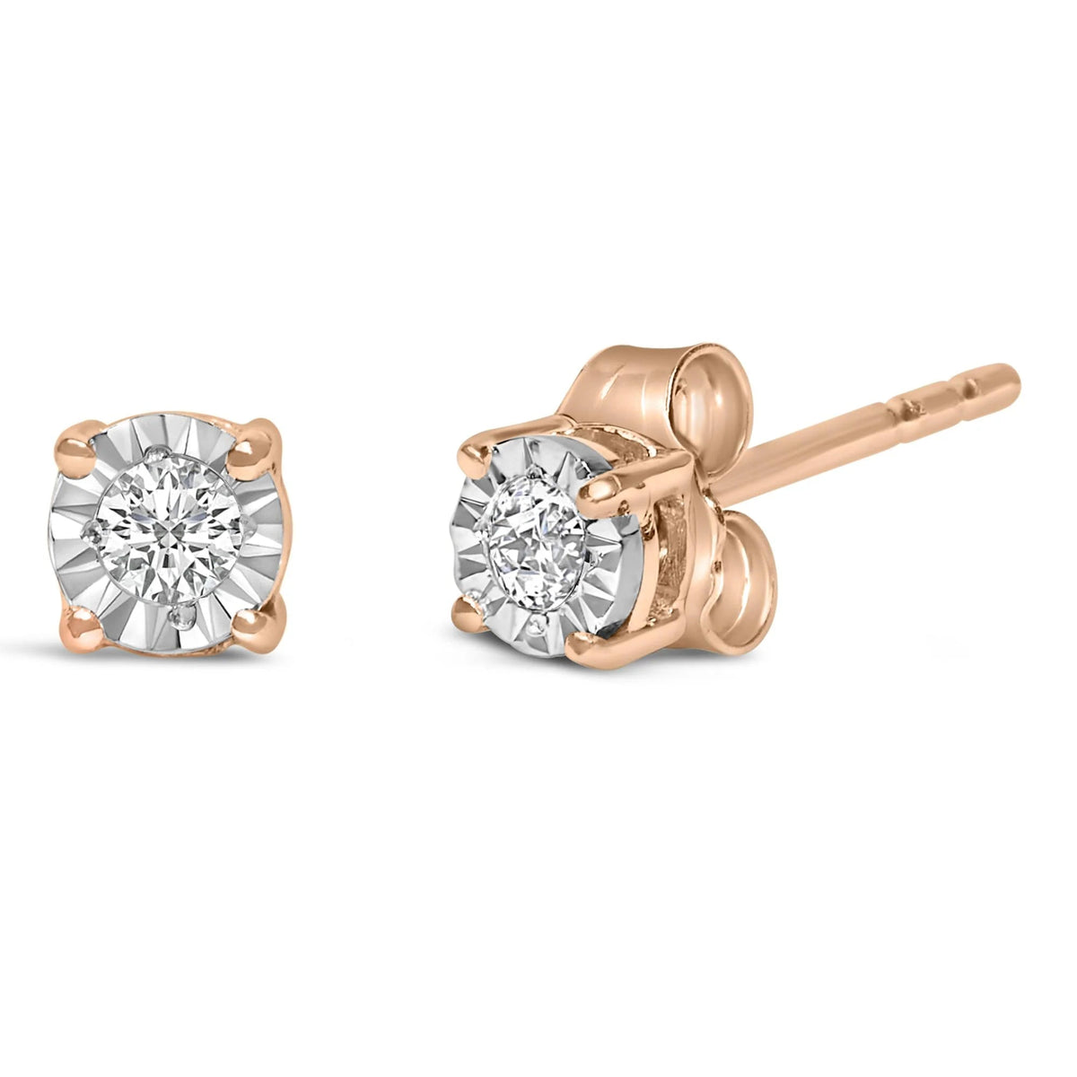 .925 Sterling Silver 1/10 Cttw Round Brilliant - Cut Lab Grown Diamond Miracle - Set Stud Earrings (F - G Color, VS1 - VS2 Clarity) - LinkagejewelrydesignLinkagejewelrydesign