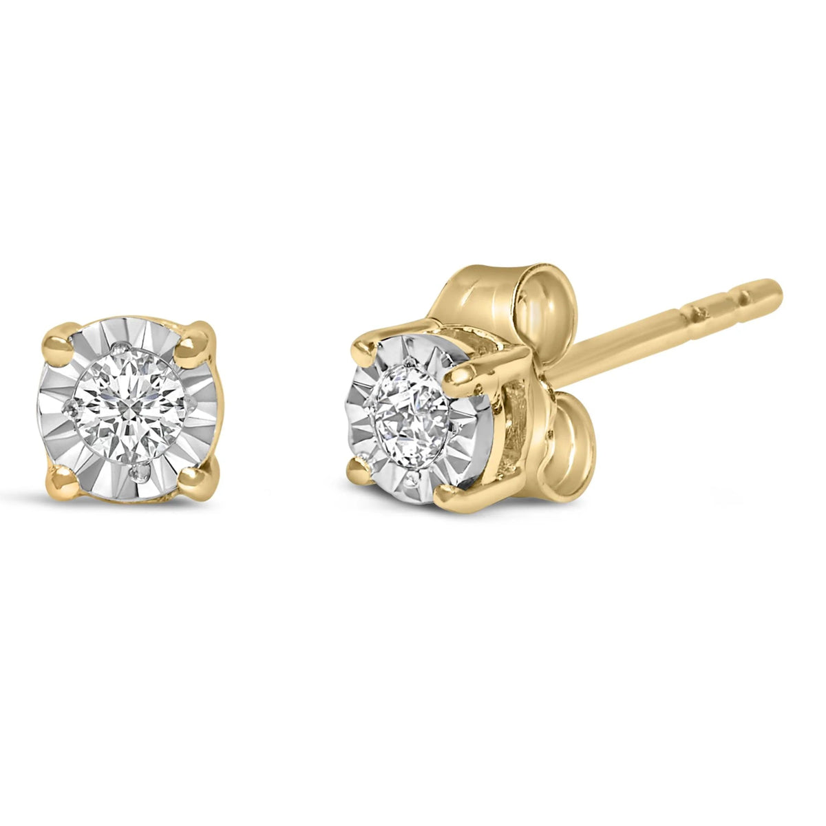 .925 Sterling Silver 1/10 Cttw Round Brilliant - Cut Lab Grown Diamond Miracle - Set Stud Earrings (F - G Color, VS1 - VS2 Clarity) - LinkagejewelrydesignLinkagejewelrydesign