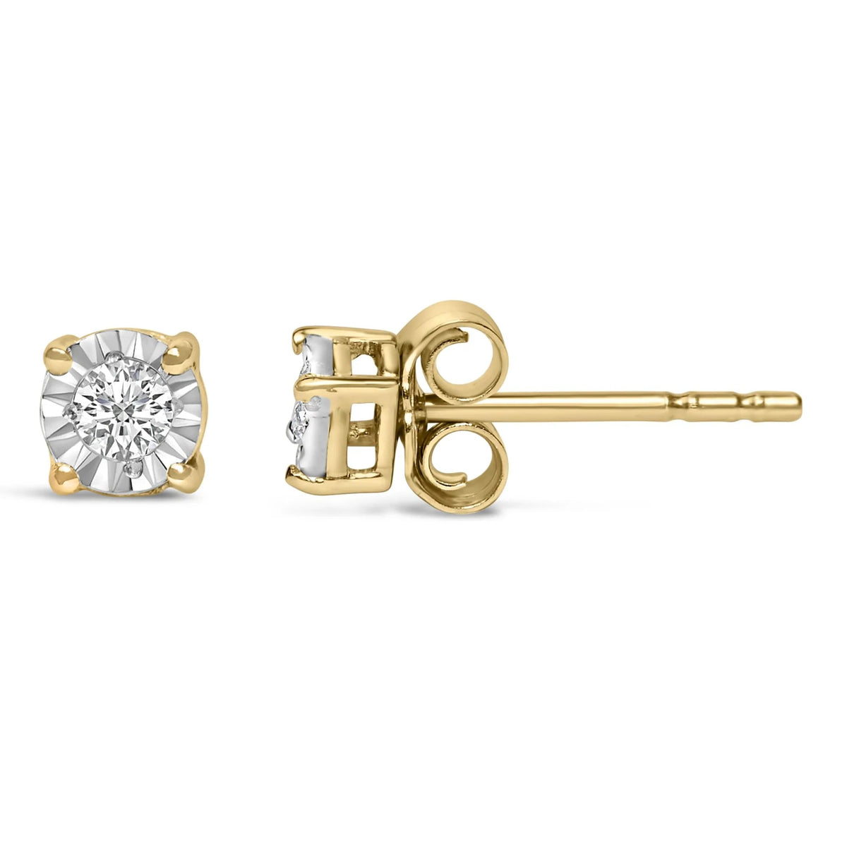 .925 Sterling Silver 1/10 Cttw Round Brilliant - Cut Lab Grown Diamond Miracle - Set Stud Earrings (F - G Color, VS1 - VS2 Clarity) - LinkagejewelrydesignLinkagejewelrydesign